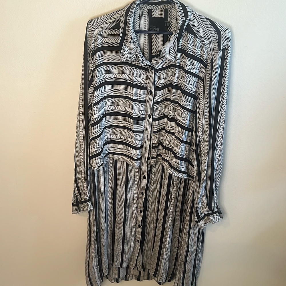 ASOS CURVE  Shirt Dress in Stripe and Spot
